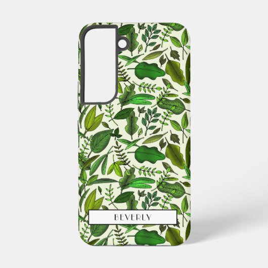Moderne grüne botanische Monogramme Samsung Galaxy Hülle (Rückseite)
