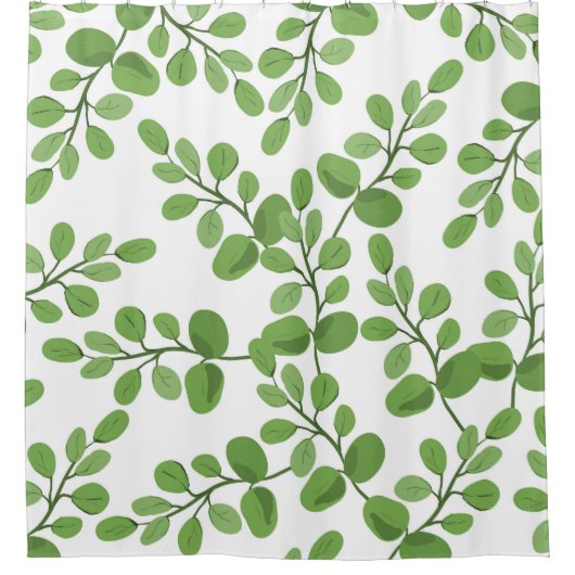 Moderne grüne botanische Muster Blätter Zuhause Duschvorhang (Vorderseite)