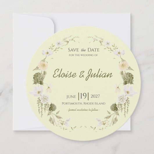 Moderne grüne botanische Save-the-Date-Karte Save The Date (Vorderseite)