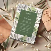 Moderne grüne Botanische Wasserfarbenhochzeit