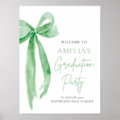 Moderne Grüne Bow Coquette Graduation Party Willko Poster (Vorne)