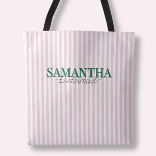 Moderne grüne Brautjungfer mit rosa Streifen und N Tasche