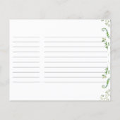 Moderne Grüne Brautparty Rezept Karte (Rückseite)