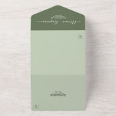 Moderne grüne Chic Hochzeit Elegante Name Skript All In One Einladung (Außenbereich)