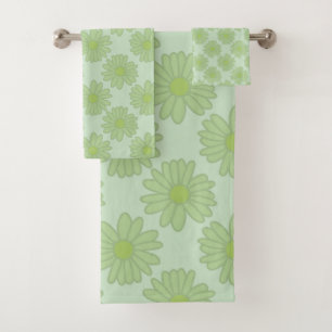 Moderne grüne Daisies ditsy floral Muster Elegant Badhandtuch Set