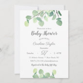 Moderne grüne, einfache Gender Neutral Baby Dusche Einladung (Vorderseite)
