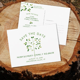 Moderne Grüne Familie Wiedersehen Tree SAVE THE DA Einladungspostkarte