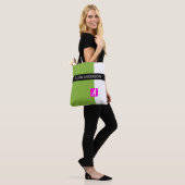 Moderne grüne Farbe Mit Monogramm blockiert Tasche (Am Model)
