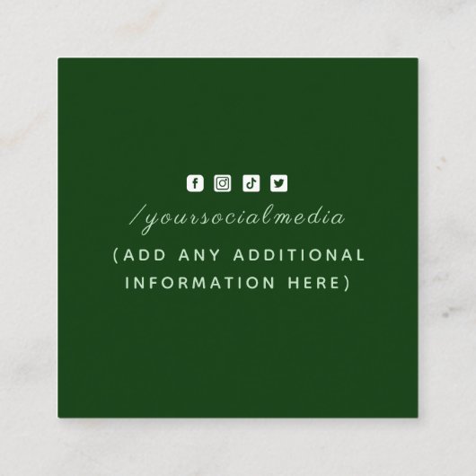 Moderne grüne Farben blockiert QR Code Social Medi Quadratische Visitenkarte (Rückseite)