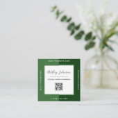Moderne grüne Farben blockiert QR Code Social Medi Quadratische Visitenkarte (Stehend Vorderseite)