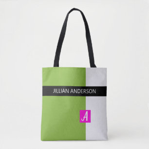 Moderne grüne farblich abgestimmte Monogramm-Tasch Tasche