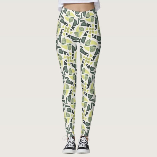 Moderne grüne Fliese Leggings (Vorderseite)