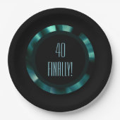 Moderne grüne Flora - Schwarzes Akzent Papier Pappteller (Vorderseite)