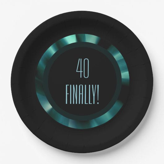 Moderne grüne Flora - Schwarzes Akzent Papier Pappteller (Vorderseite)