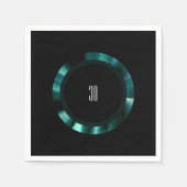 Moderne grüne Flora - Schwarzes Akzent Papier Serviette (Vorderseite)