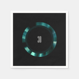 Moderne grüne Flora - Schwarzes Akzent Papier Serviette