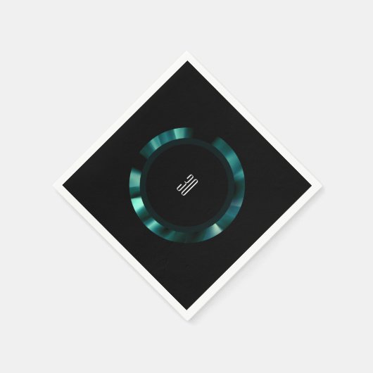 Moderne grüne Flora - Schwarzes Akzent Papier Serviette (Ecke)