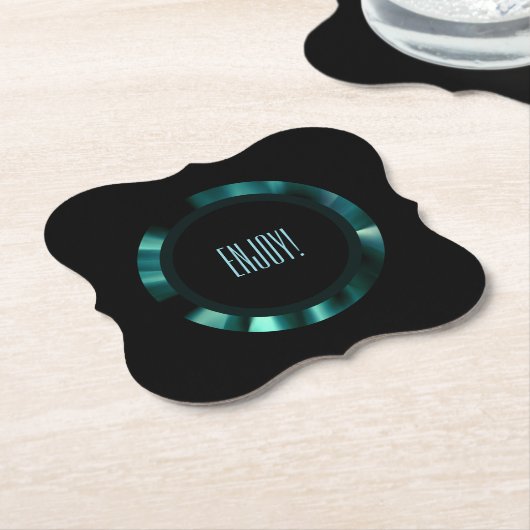 Moderne grüne Flora - Schwarzes Akzent Papier Untersetzer (angewinkelt)