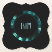 Moderne grüne Flora - Schwarzes Akzent Papier Untersetzer (Vorderseite)