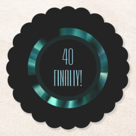 Moderne grüne Flora - Schwarzes Akzent Papier Untersetzer