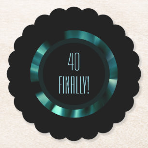 Moderne grüne Flora - Schwarzes Akzent Papier Untersetzer