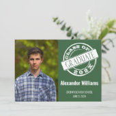 Moderne Grüne Foto Grad Graduierungspartei Einladung (Stehend Vorderseite)