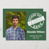 Moderne Grüne Foto Grad Graduierungspartei Einladung (Vorne/Hinten)