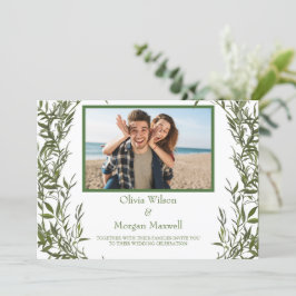 Moderne Grüne Foto-Save-the-Date-Hochzeitseinladun Einladung