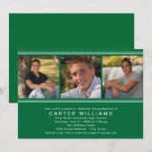 Moderne grüne Fotocollage Graduation Party Einladung (Vorne/Hinten)