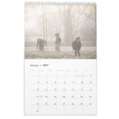 Moderne grüne Fotocollage Kalender (Jan 2027)