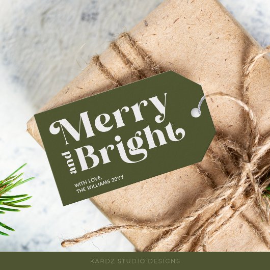 Moderne, grüne, fröhliche und helle Geschenketiket Geschenkanhänger