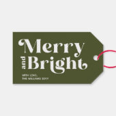 Moderne, grüne, fröhliche und helle Geschenketiket Geschenkanhänger (Vorderseite (Horizontal))