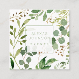Moderne Grüne Frühlingskarte Business Cards Quadratische Visitenkarte