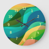 Moderne grüne, gelbe Abstrakte Kunst Große Uhr (Vorderseite)