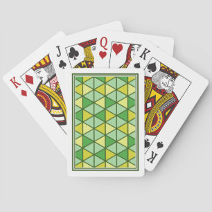 Moderne grüne gelbe Dreiecks-Geometrie-Muster Spielkarten