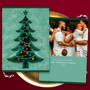 Moderne Grüne Geometrische Frohe Weihnachten Baum