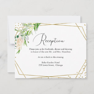 Moderne grüne geometrische Hochzeitsempfangskarte RSVP Karte