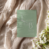 Moderne grüne geometrische Initialen zum Hochzeits Einladung