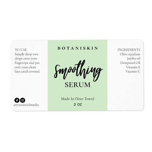Moderne grüne Gesichtsserumetiketten (Vorne)