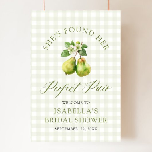 Moderne grüne Gingham Brautparty zur perfekten Paa Poster