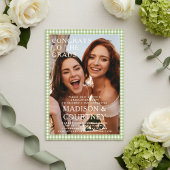 Moderne Grüne Gingham Foto Graduation Party Acryleinladungen