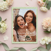 Moderne Grüne Gingham Foto Graduation Party Acryleinladungen