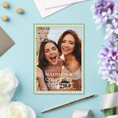 Moderne Grüne Gingham Foto Graduation Party Acryleinladungen (In Situ (Hochzeit))