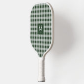 Moderne grüne Gingham-Monogramm Etabliert Est Pickleball Schläger (Links)