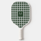 Moderne grüne Gingham-Monogramm Etabliert Est Pickleball Schläger (Vorderseite)