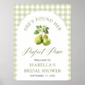Moderne grüne Gingham Perfect Pear Brautparty Poster (Vorne)