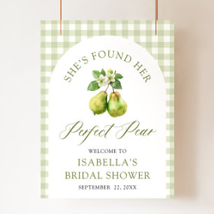 Moderne grüne Gingham Perfect Pear Brautparty Poster