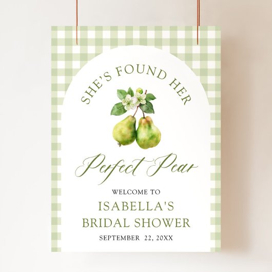 Moderne grüne Gingham Perfect Pear Brautparty Poster