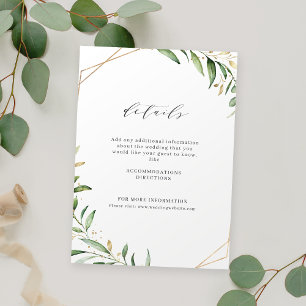 Moderne grüne Gold geometrische rustikale Hochzeit Begleitkarte