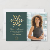 Moderne grüne Gold Schneeflocke Notarurlaub Feiertagskarte (Vorderseite)